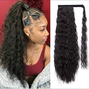 Women’s Black Ponytail Hair Extension 22” Hair Piece Synthetic Fiber